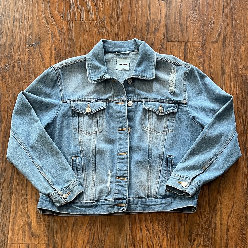 Classic Blue Denim Distressed Jean Jacket